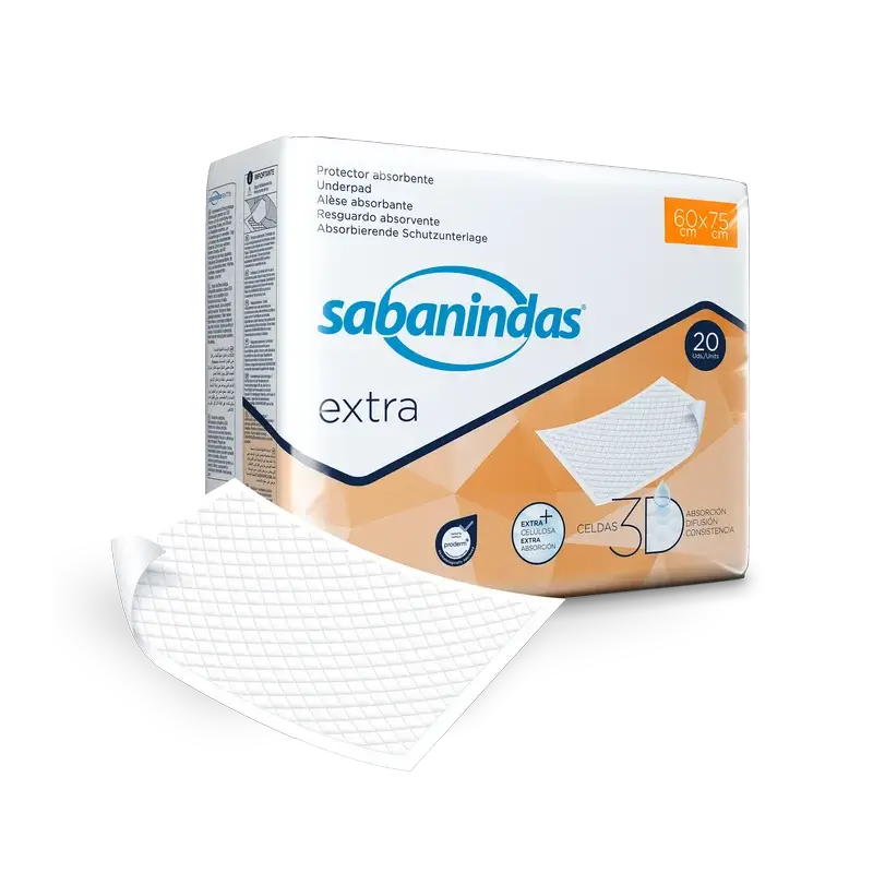 Sabanindas Tampone assorbente extra large 60 X 75 Cm. , 20 pezzi.