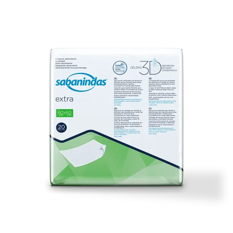 Sabanindas Extra Medium Pad assorbente 60 X 60 Cm. , 20 pz.