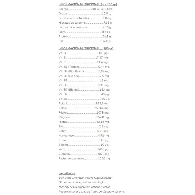 Salud Viva Miscela di clorella e spirulina in polvere 125gr. Bio