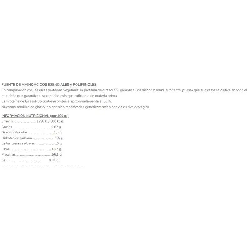 Salud Viva Proteine di Girasole 55% 200Gr. Bio Sg S/A Vegan