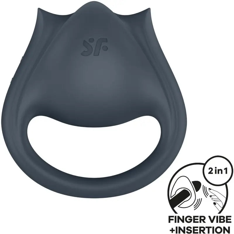 Satisfyer Perfect Pair 2 Multivibratore 2 In 1 Anello per il pene e stimolatore per le dita Grigio