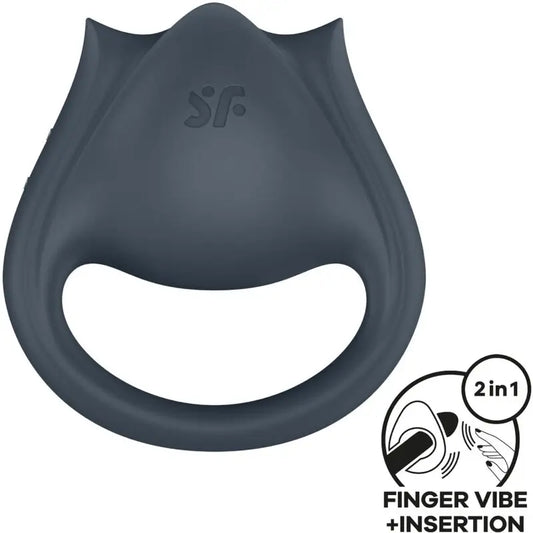Satisfyer Perfect Pair 2 Multivibratore 2 In 1 Anello per il pene e stimolatore per le dita Grigio