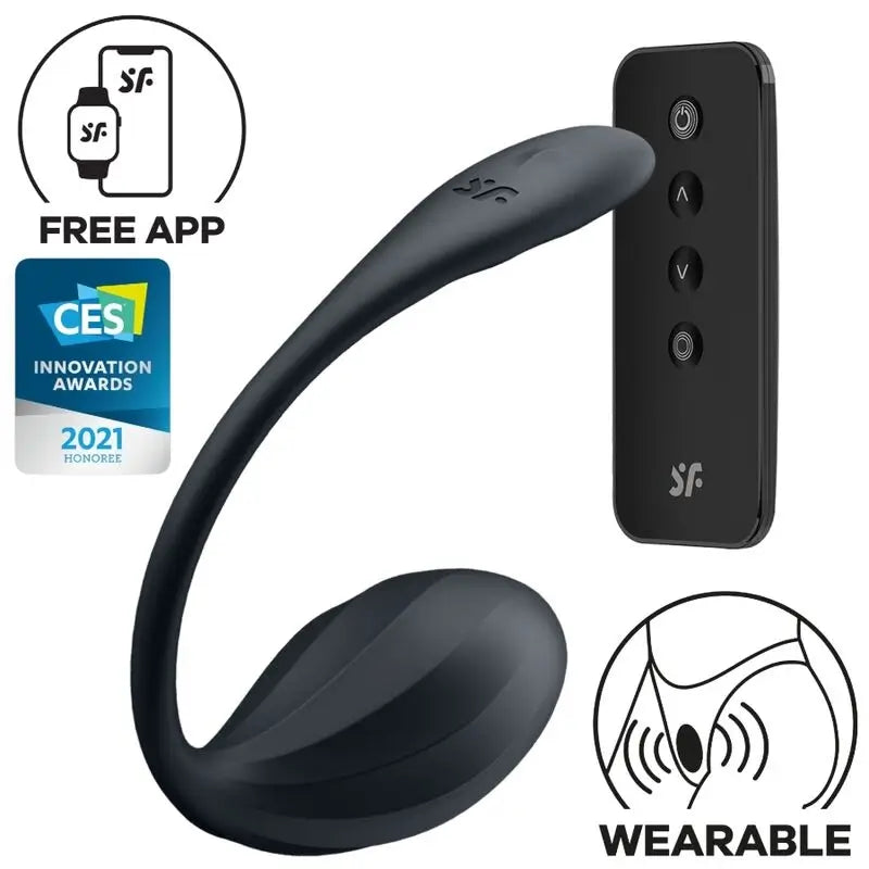 Stimolatore del punto G con petali a coste Satisfyer Telecomando nero App gratuita