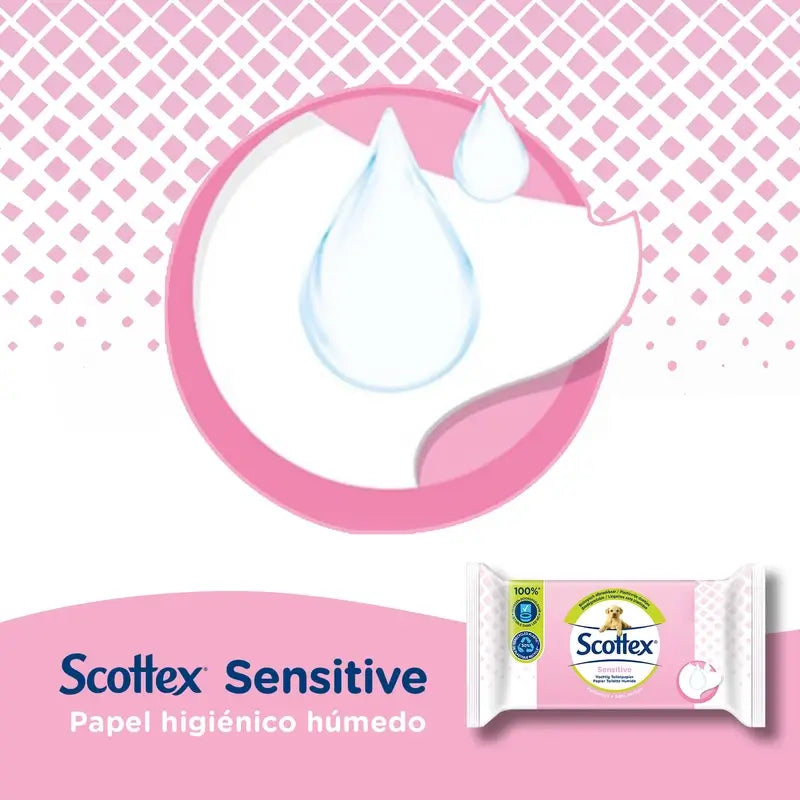Carta igienica Scottex Sensitive Moist , 38 pezzi.