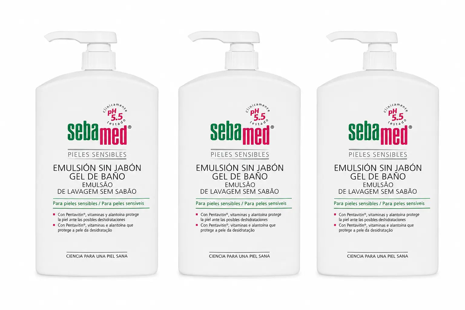 Sebamed Bagno Gel Emulsione Senza Sapone 1000 Ml, confezione da 3