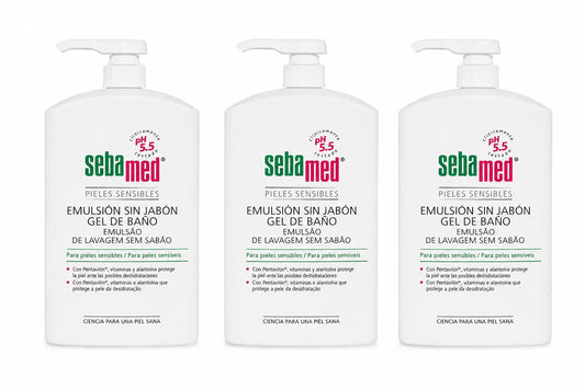 Sebamed Bagno Gel Emulsione Senza Sapone 1000 Ml, confezione da 3