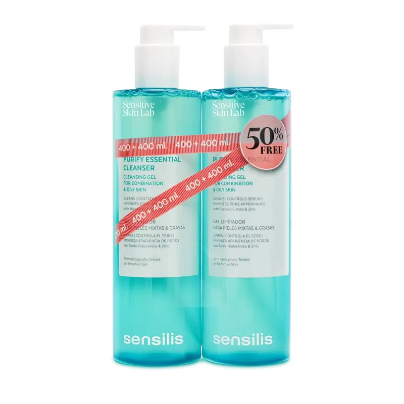 Sensilis Igiene del viso Duplo Purify Detergente essenziale , 400+400 ml