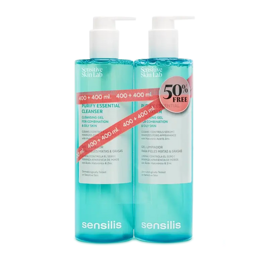 Sensilis Igiene del viso Duplo Purify Detergente essenziale , 400+400 ml