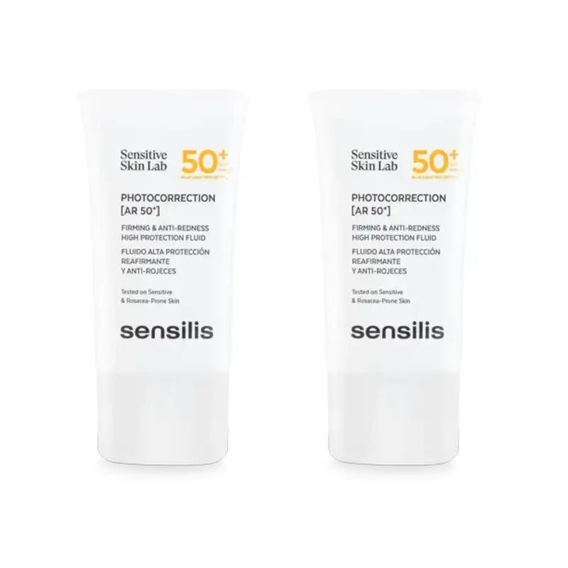 Sensilis Photocorrection [Ar Spf 50+] Fluido rassodante e anti-rossore, 2X40 Ml