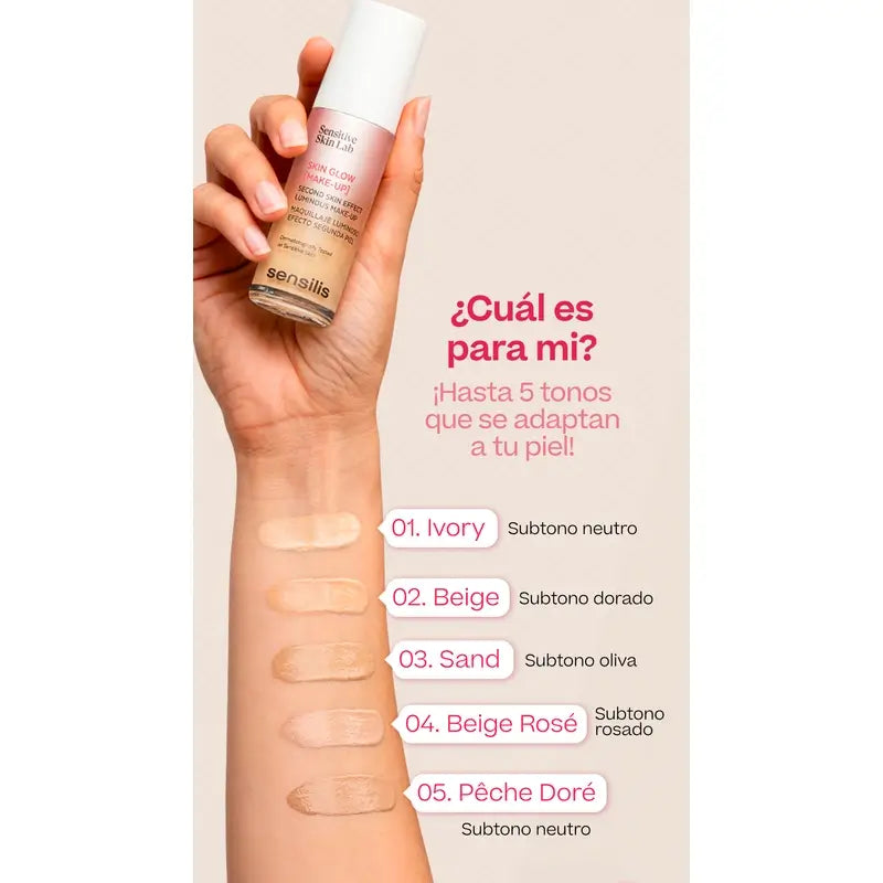 Sensilis Skin Glow Makeup Fondotinta luminoso - Tonalità sabbia 03, 30 ml
