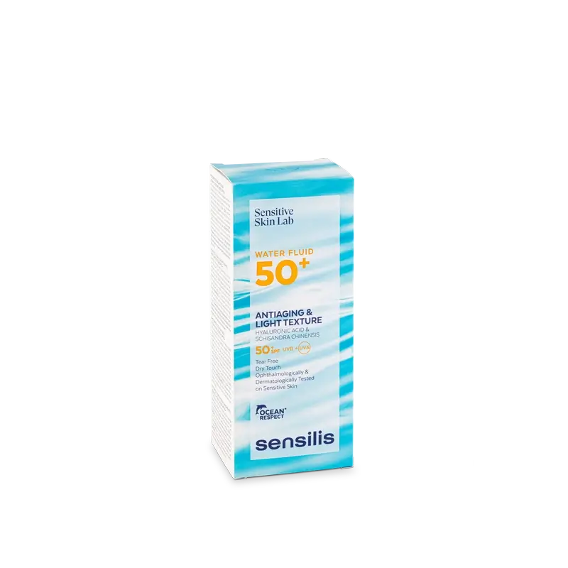Sensilis Water Fluid SPF 50+ Ultrafluid Anti-Aging con Acido Ialuronico e Schisandra Chinensis, 40 ml