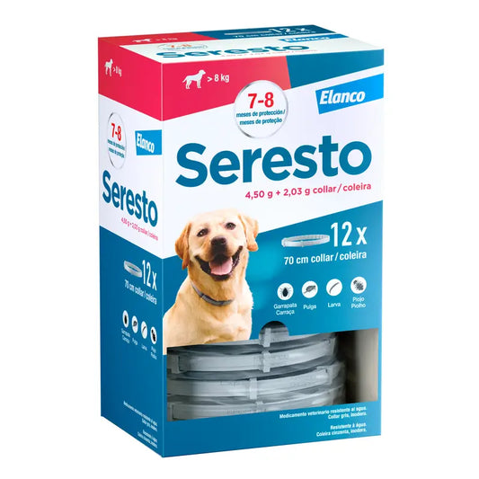 Collare antiparassitario Seresto per cani di taglia grande >8Kg Confezione clinica, 12 collari