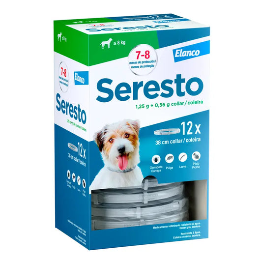 Collare antiparassitario Seresto per cani di piccola taglia < 8Kg Confezione clinica, 12 collari