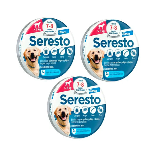 Collare per cani Seresto +8Kg Large Confezione da 3 unità