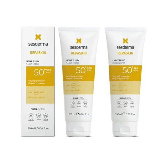 Sesderma Repaskin Fotoprotector Spf 50 Fluido corpo leggero, 2X200 Ml