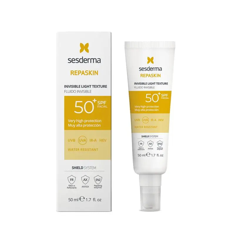 Sesderma Repaskin Fotoprotector Spf 50 Fluido Viso Invisibile, 50 ml