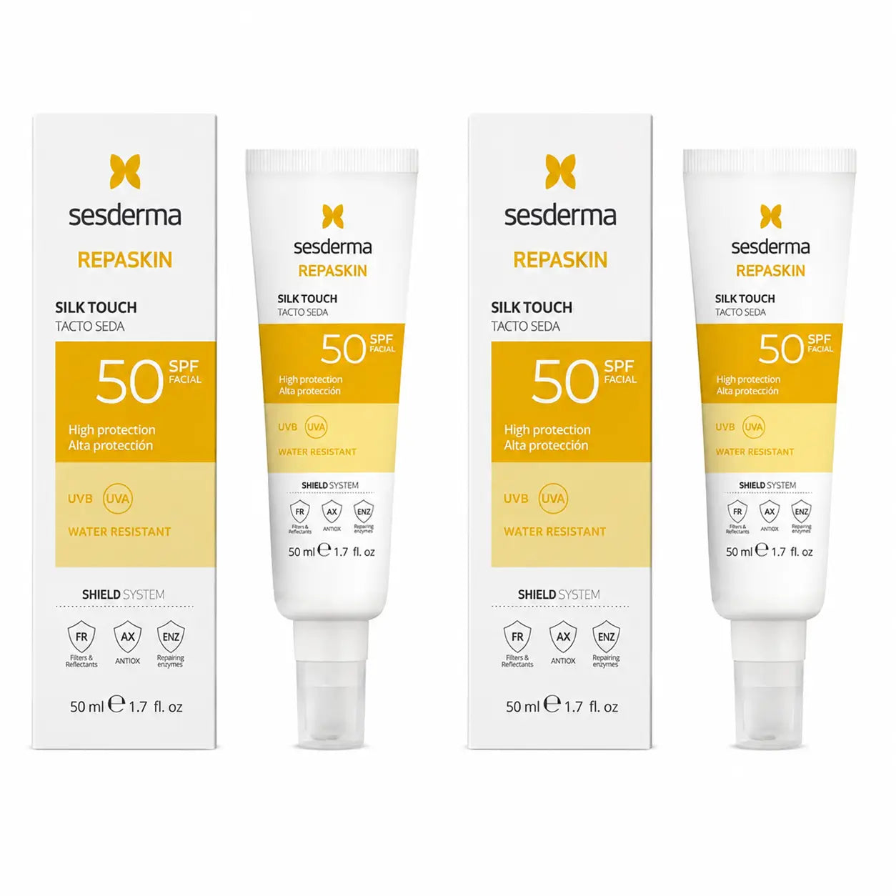 Sesderma Repaskin Tatto di Seta SPF50 50 ml, confezione da 2