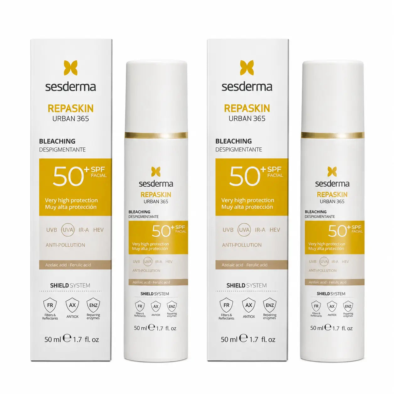 Sesderma Repaskin Urban 365 Depigmentante SPF50+ 50 ml, confezione da 2