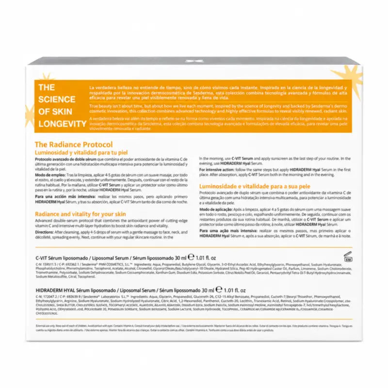 Sesderma The Radiance Protocol Pack: Siero alla vitamina C + Siero Hidraderm Hyal