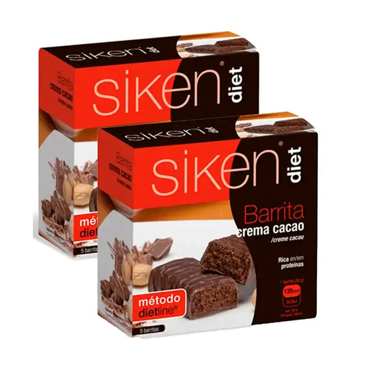 Barretta dietetica al cacao Siken, confezione da 2 x 5 unità