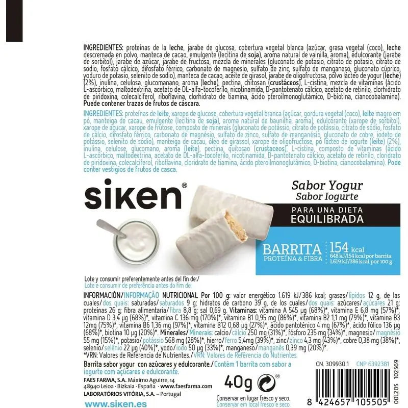 Barretta sostitutiva dello yogurt Siken 40g