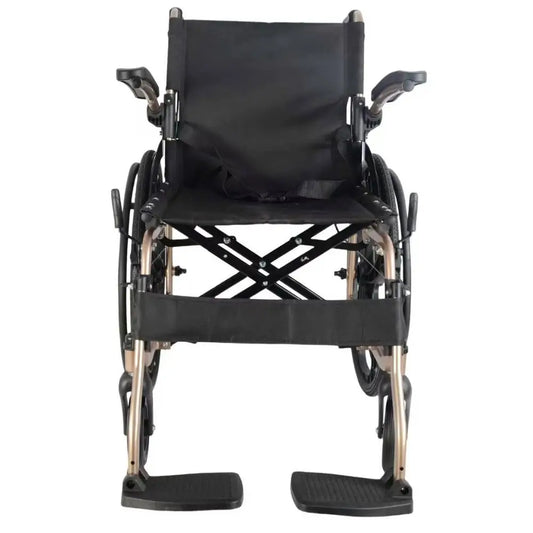 sedia a rotelle in alluminio, autopropulsa, braccioli ribaltabili, color oro