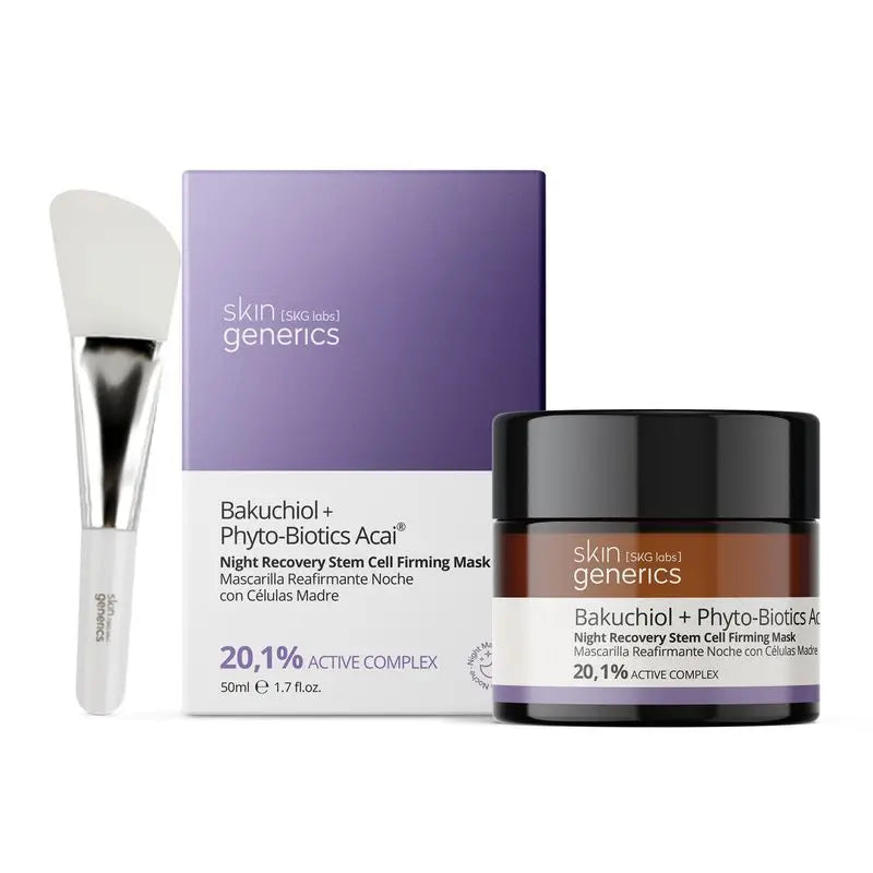 Skin Generics Maschera rassodante alle cellule staminali per il recupero notturno Bakuchiol + Complesso attivo fitobiotico Acai 20,1%, 50 ml