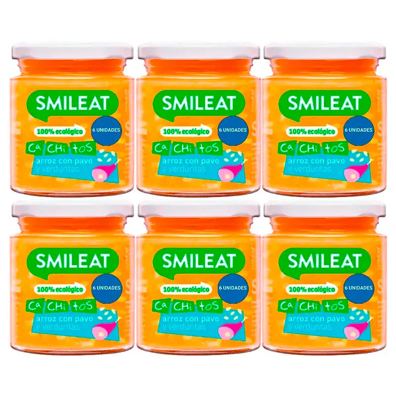 Smileat Porridge di riso e tacchino con verdure, 6x230 Gr