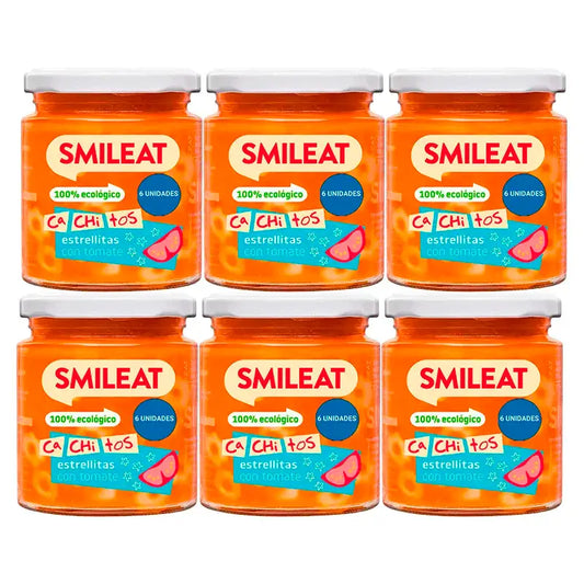 Barattolo piccolo Smileat con pezzi di pasta al pomodoro, confezione da 6 x 230 Gr