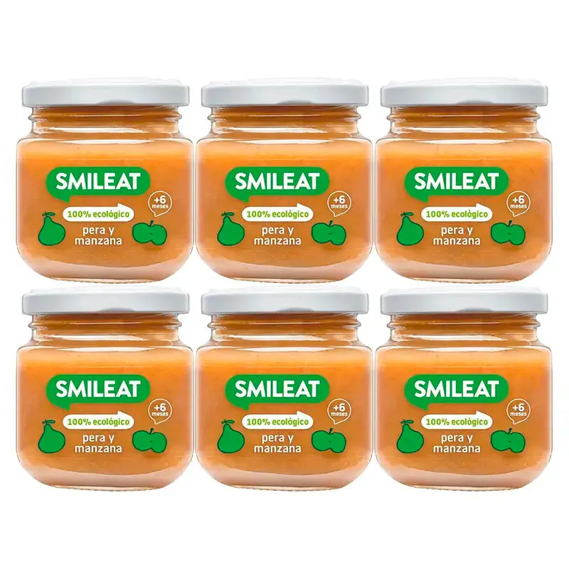 Barattolo pera e mela Smileat, 6x130 Gr