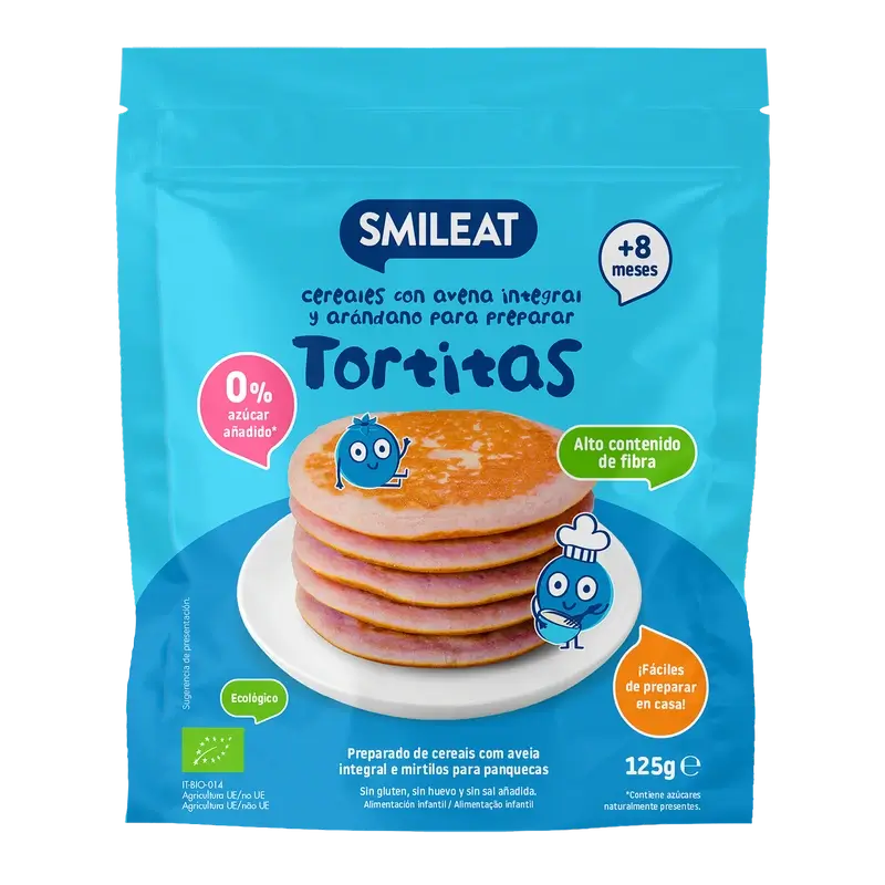 Smileat Mix Integrale Pancake Avena e Mirtilli , 125 g ECO