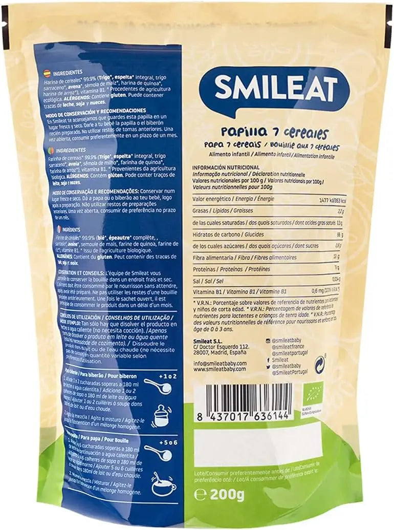 Smileat porridge di 7 Cereali biologici, 200 g