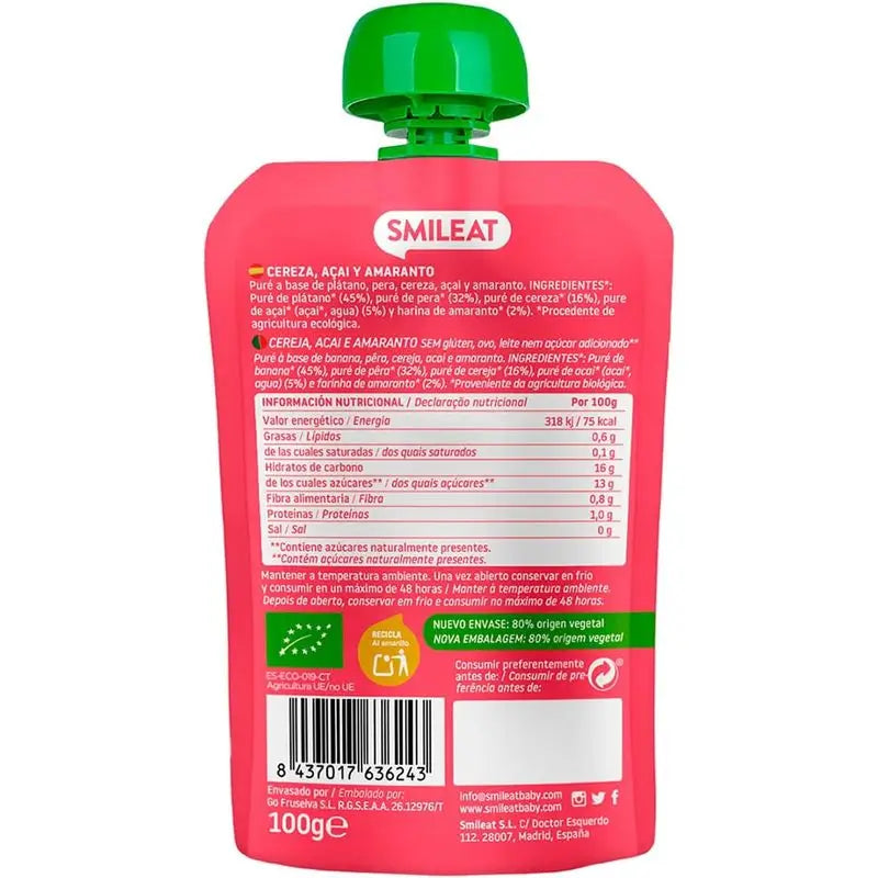 Smileat Sacchetto di ciliegia, açaí e amaranto, 100g