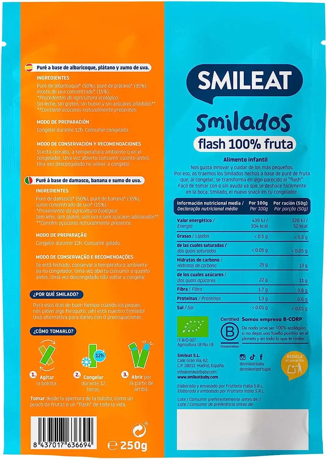 Smileat Smiled Albicocca-Banana Smileat Eco 50G