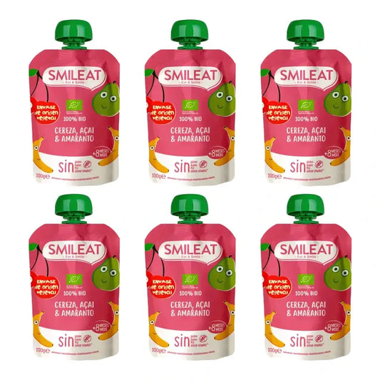 Smileat Pouch Ciliegia, Açaí e Amaranto 100 g, confezione da 6