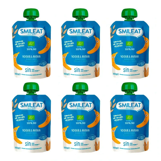 Smileat Pouch Yogurt e avena 100 g, confezione da 6