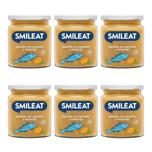 Smileat Vasetto di merluzzo con patate e verdure 230 g, confezione da 6