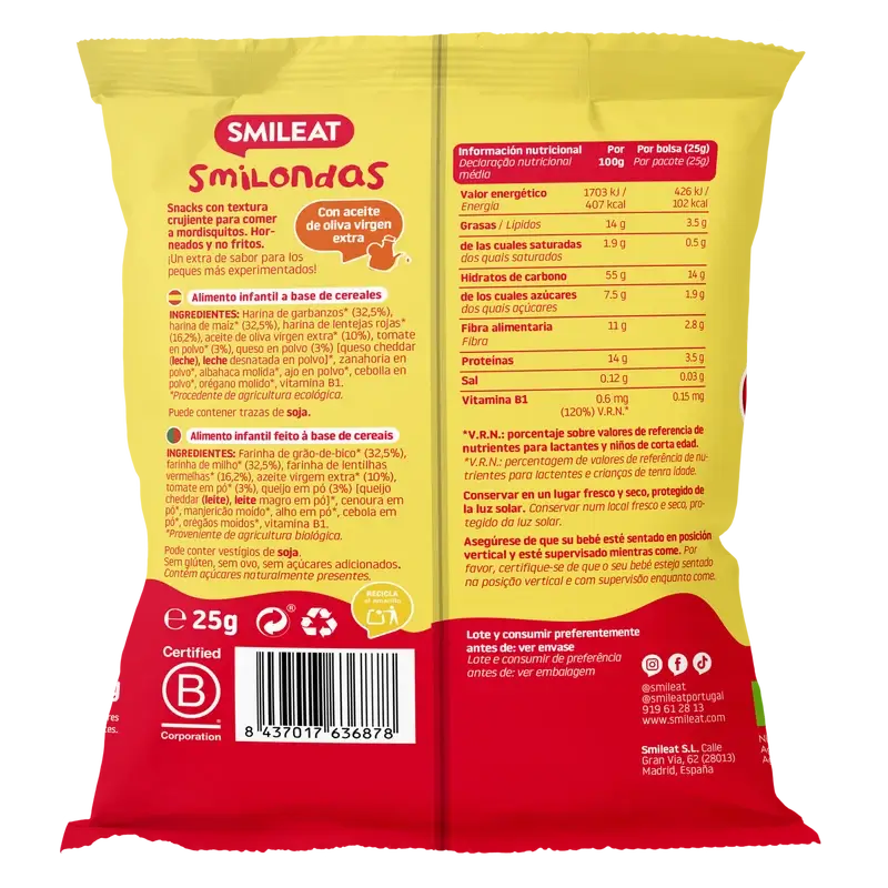 Smileat Smilondas al pomodoro e formaggio , 25 gr ECO
