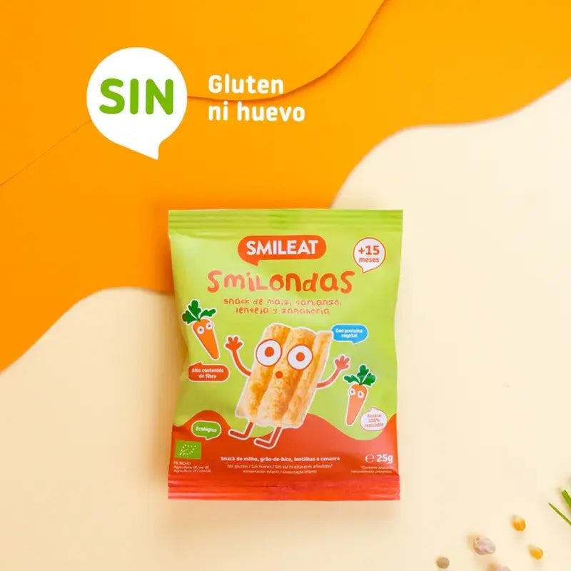 Smileat Smilondas Snack di mais, verdure e carote, 25 grammi