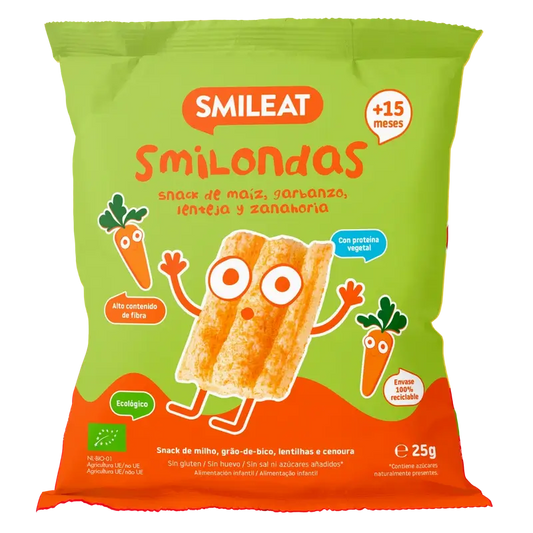 Smileat Smilondas Snack di mais, verdure e carote, 25 grammi