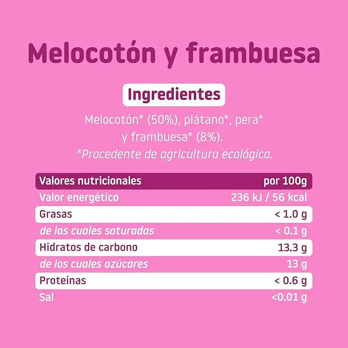 Smileat Lampone e Pesca Biologico Barattolo piccolo, 130 g
