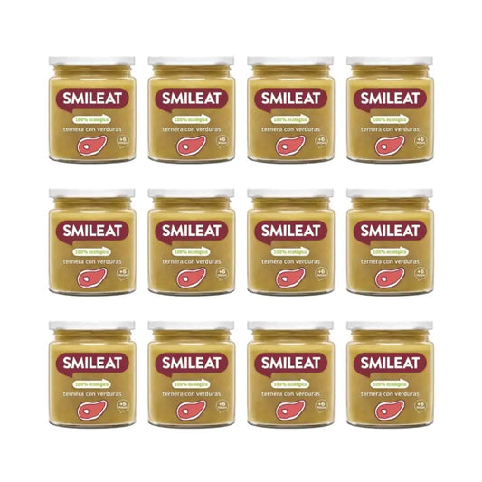 Smileat Vasetto di carne di vitello con verdure 230 g, confezione da 12