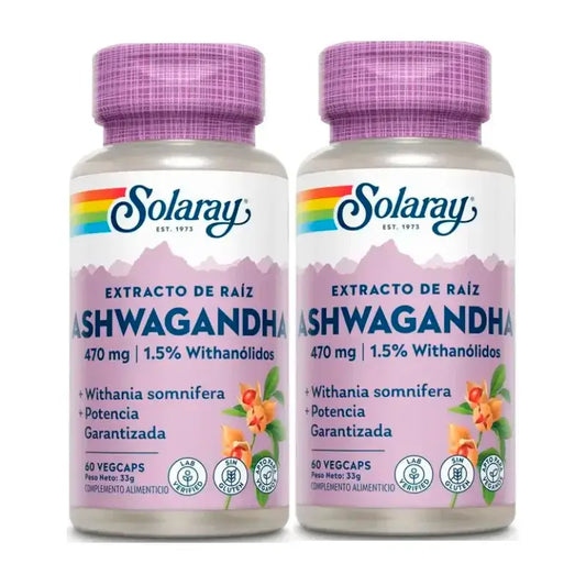 Solaray Ashwagandha 470 Mg Confezione vegetale 2 x 60 Capsule