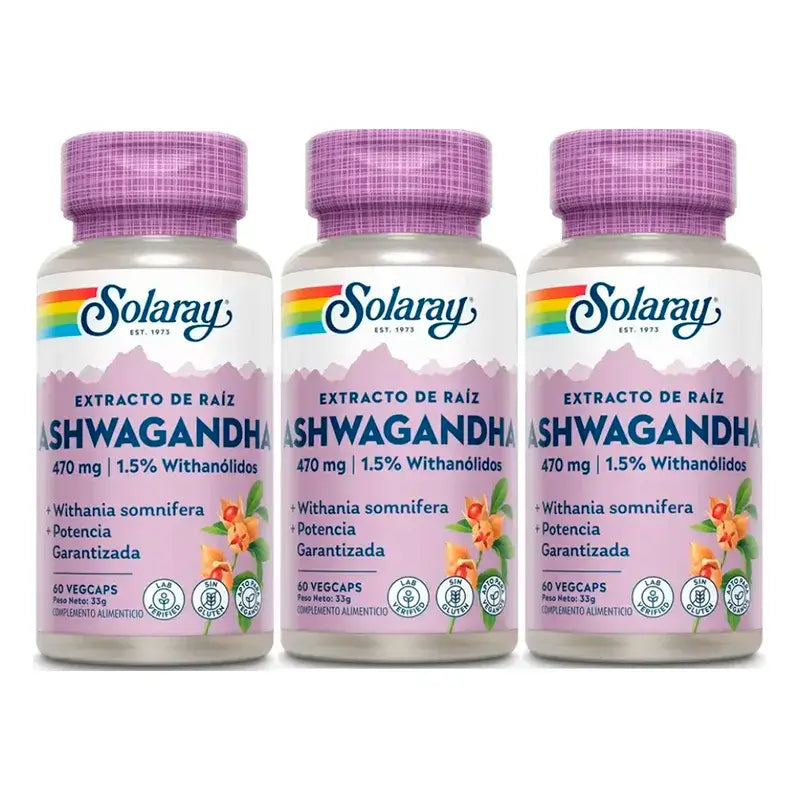 Solaray Ashwagandha 470 Mg Confezione da 3 x 60 Capsule