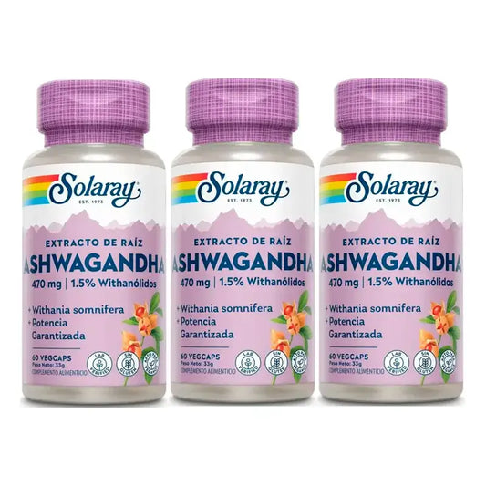 Solaray Ashwagandha 470 Mg Confezione da 3 x 60 Capsule