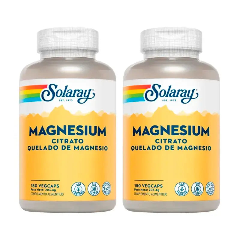 Solaray Magnesio Citrato Confezione da 2 x 180 Capsule