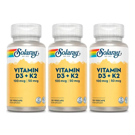 Solaray Vitamina D3 e K2 (Mk7) Confezione da 3 x 120 Capsule