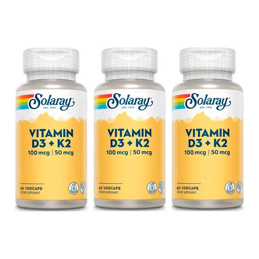 Solaray Vitamina D3 e K2 Confezione da 3 x 60 Capsule