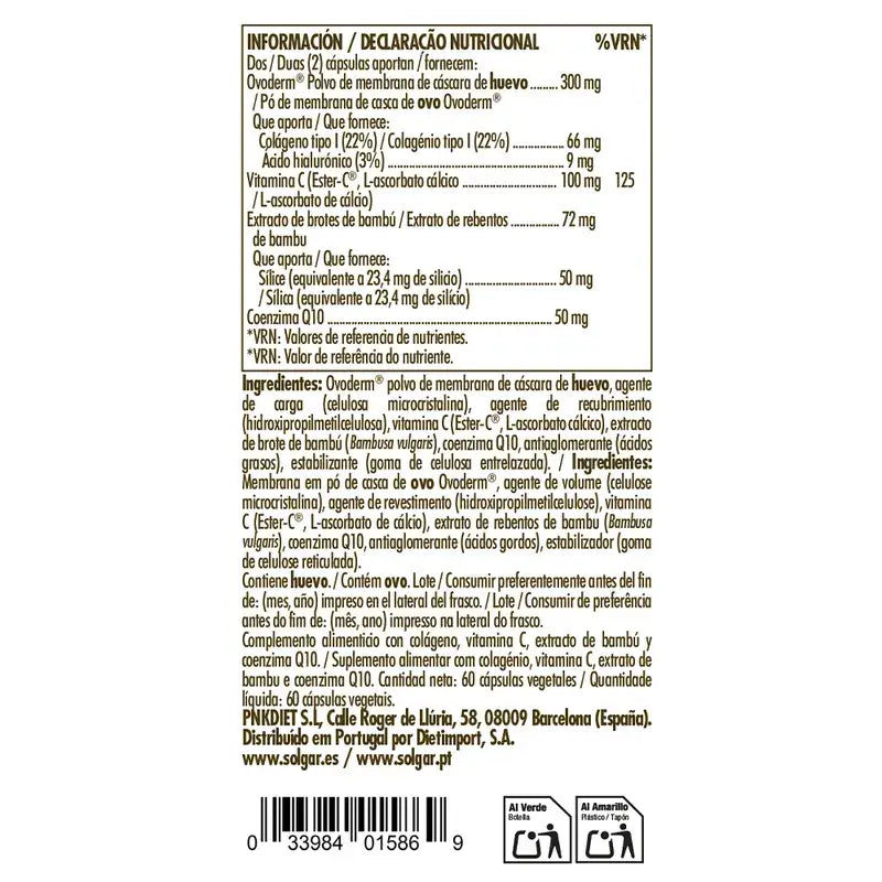 Solgar Collagene Vegetariano Ovoderm, 60 Capsule Vegetali