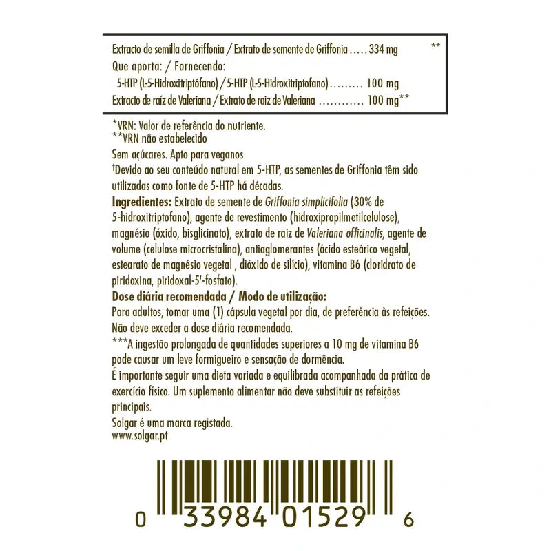 Complesso di Griffonia 5 HTP Solgar, 90 capsule